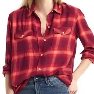 GAP x Pendleton Shirt Women’s XS Red Plaid Button-Up Long Sleeve Flannel Collab